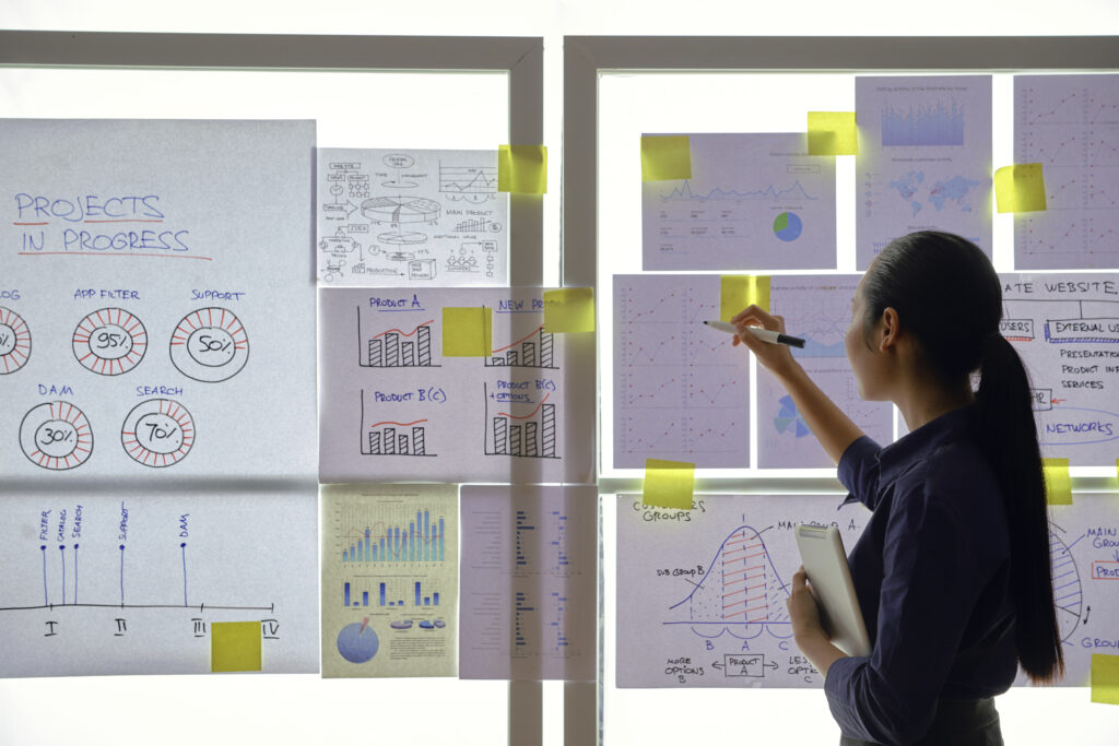 Outsourcing for Startups | Woman with post-its on wall